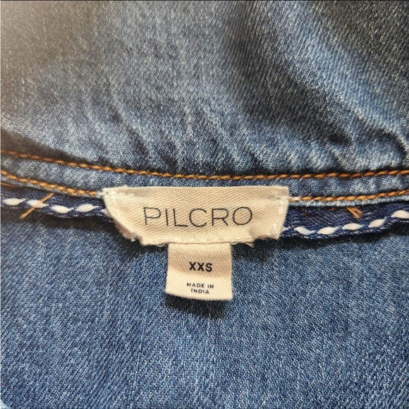 Anthropologie Pilcro Long-Sleeve Denim Crop Babydoll Top blouse - Picture 5 of 9